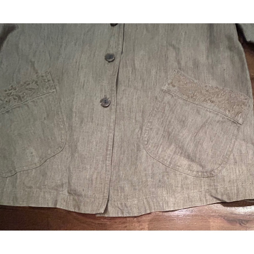 J Jill 100% Linen Button Front Shacket Jacket Casual Workwear Neutral Breathable - Picture 3 of 6